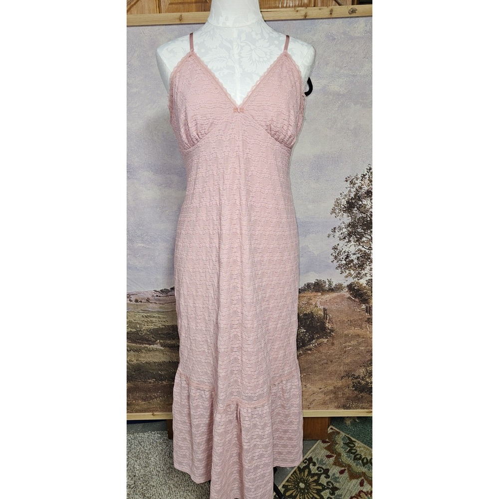 Pink Y2k Baby Doll Piink Maxi Cottag Core Dress Women's XL